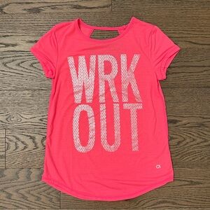 NWT Kids GapFit Vibrant Pink “WRK OUT” Tee